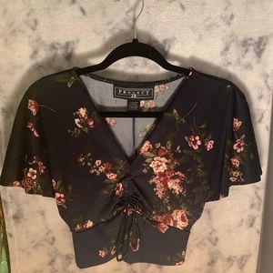 Project 28 • cropped navy blue blouse